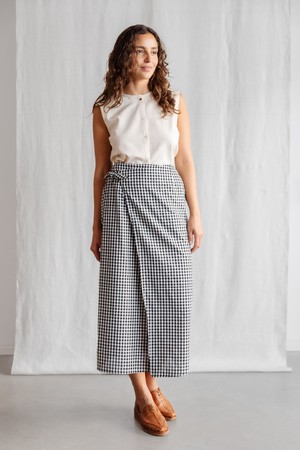Organic cotton wrap skirt Tanvi checked from Jyoti - Fair Works
