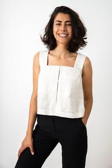 Peace Silk Top Saagar Cream White via Jyoti - Fair Works