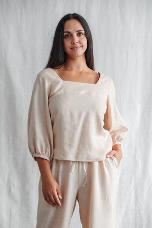 Hemp/Tencel Blouse Nalini Sand from Jyoti - Fair Works