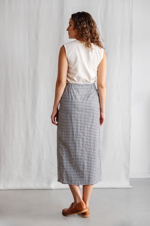 Organic cotton wrap skirt Tanvi checked from Jyoti - Fair Works