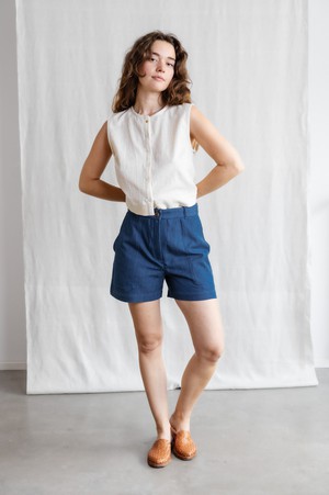 Organic cotton denim shorts Kusuma Denim from Jyoti - Fair Works