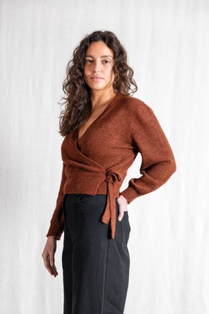 Baby Alpaca Wrap Cardigan Abancay Chestnut from Jyoti - Fair Works
