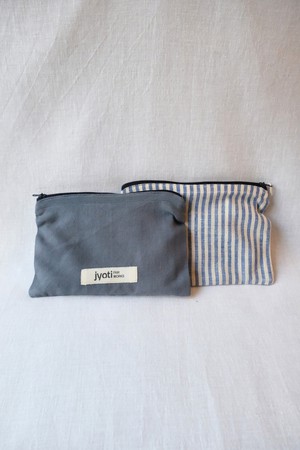Cotton pouch Thanjavur Blue/Striped from Jyoti - Fair Works
