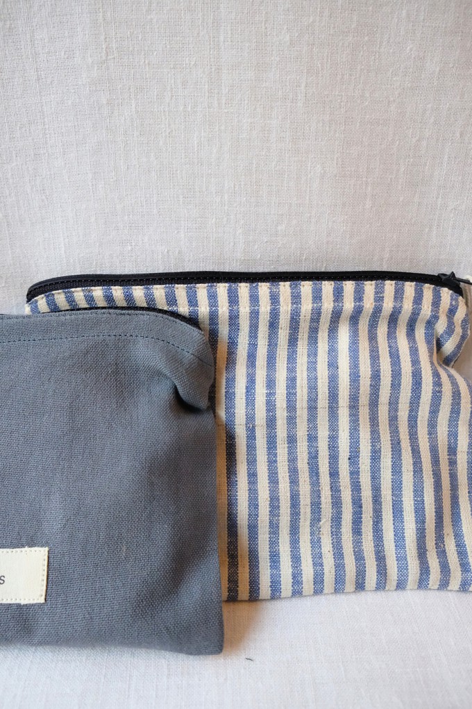 Cotton pouch Thanjavur Blue/Striped from Jyoti - Fair Works