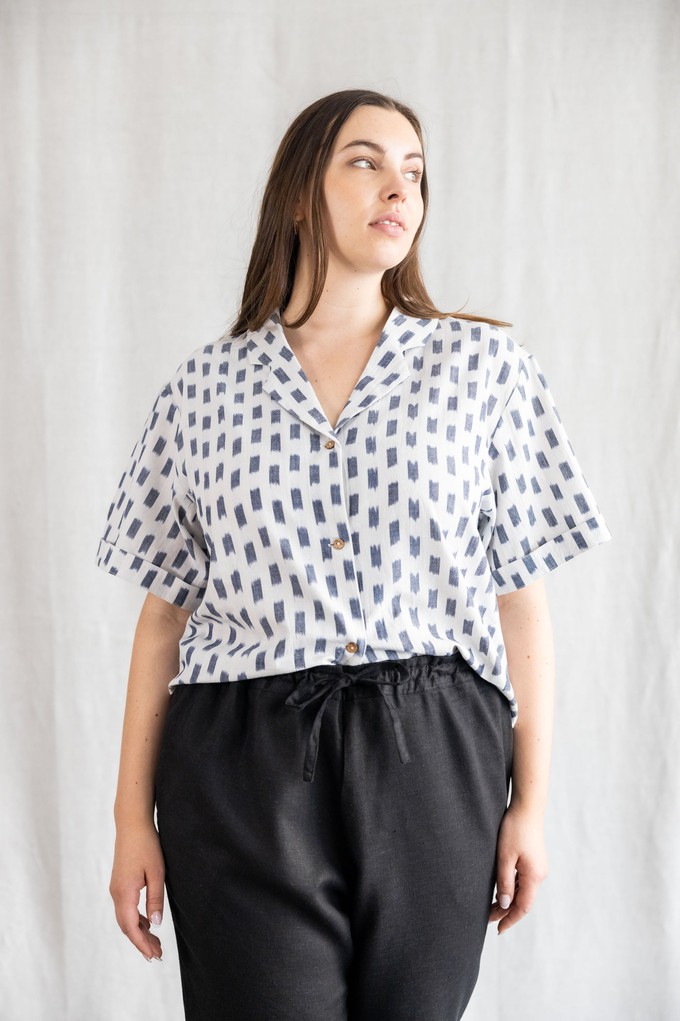 Organic Cotton Blouse Avani Ikat White from Jyoti - Fair Works