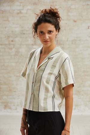 Cotton Blouse Avani Weave Pattern Green from Jyoti - Fair Works