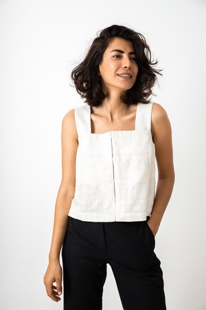 Peace Silk Top Saagar Cream White from Jyoti - Fair Works