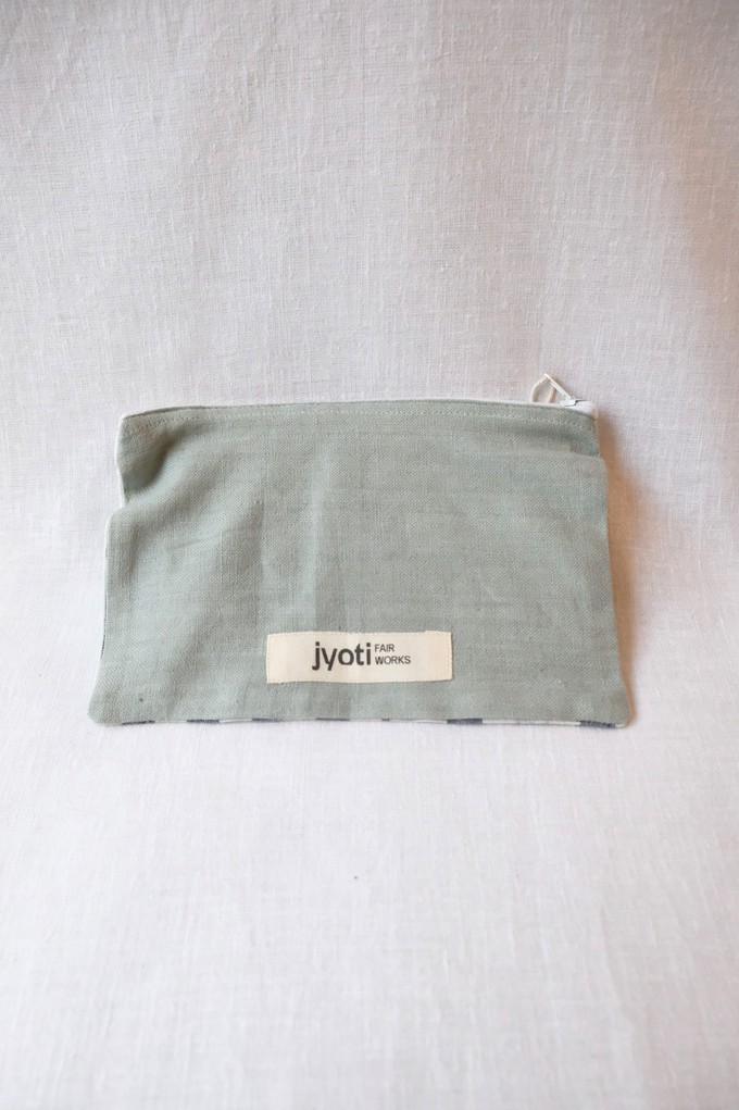 Cotton pouch Thanjavur Mint/ Ikat White from Jyoti - Fair Works