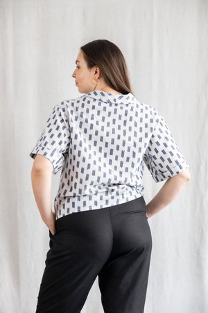 Organic Cotton Blouse Avani Ikat White from Jyoti - Fair Works