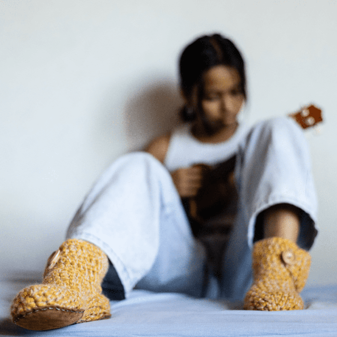 Butterscotch Wool Bamboo Bootie Slippers from Kingdom of Wow!