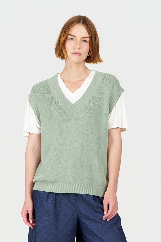 SANDER Organic Ramie Cotton Vest - Sage from KOMODO