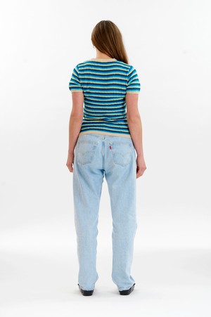 PENELOPE Organic Cotton Pointelle Knit Tee - Ocean from KOMODO