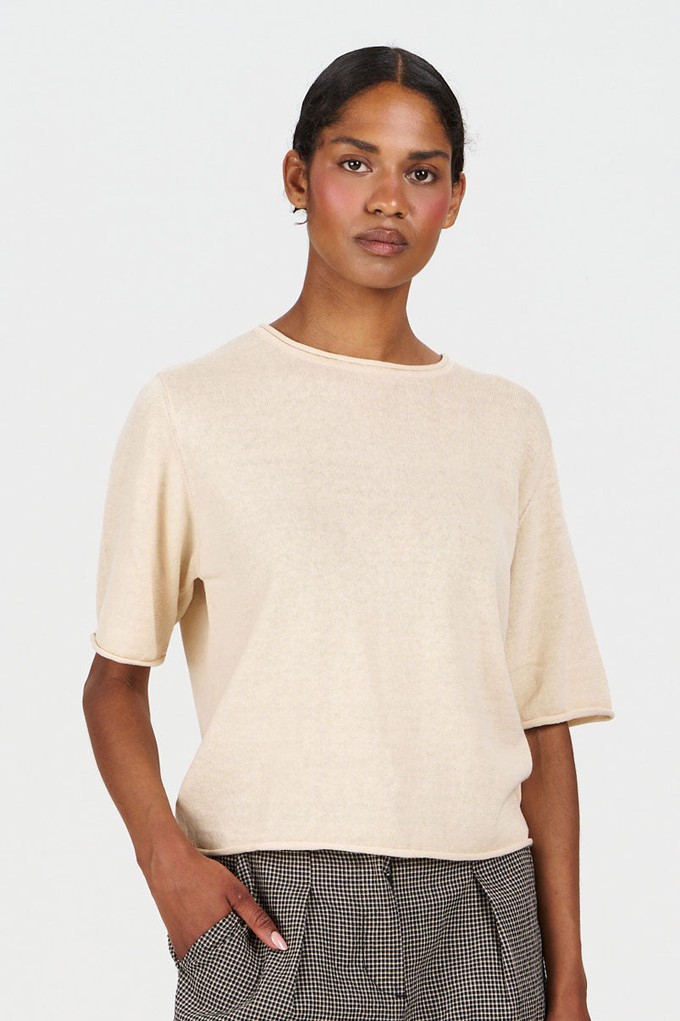 CAMILLE Organic Linen Cotton Tee - Almond from KOMODO