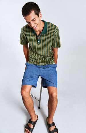 MARIO - Linen Shorts Blue Patchwork from KOMODO