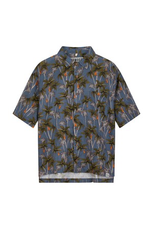 DINGWALLS Jungle Print Linen Shirt Blue from KOMODO