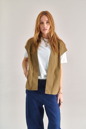 GEORGIE Organic Cotton Gilet - Olive from KOMODO