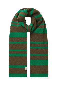 TATE Merino Wool Scarf - Green & Brown stripe via KOMODO