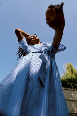 SHORE Organic Cotton Dress - Blue Stripe from KOMODO