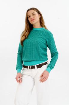 HANA Organic Cotton Jumper - Green & Cyan via KOMODO