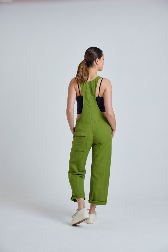 MARY-LOU Green - Organic Cotton Dungaress by Flax & Loom from KOMODO