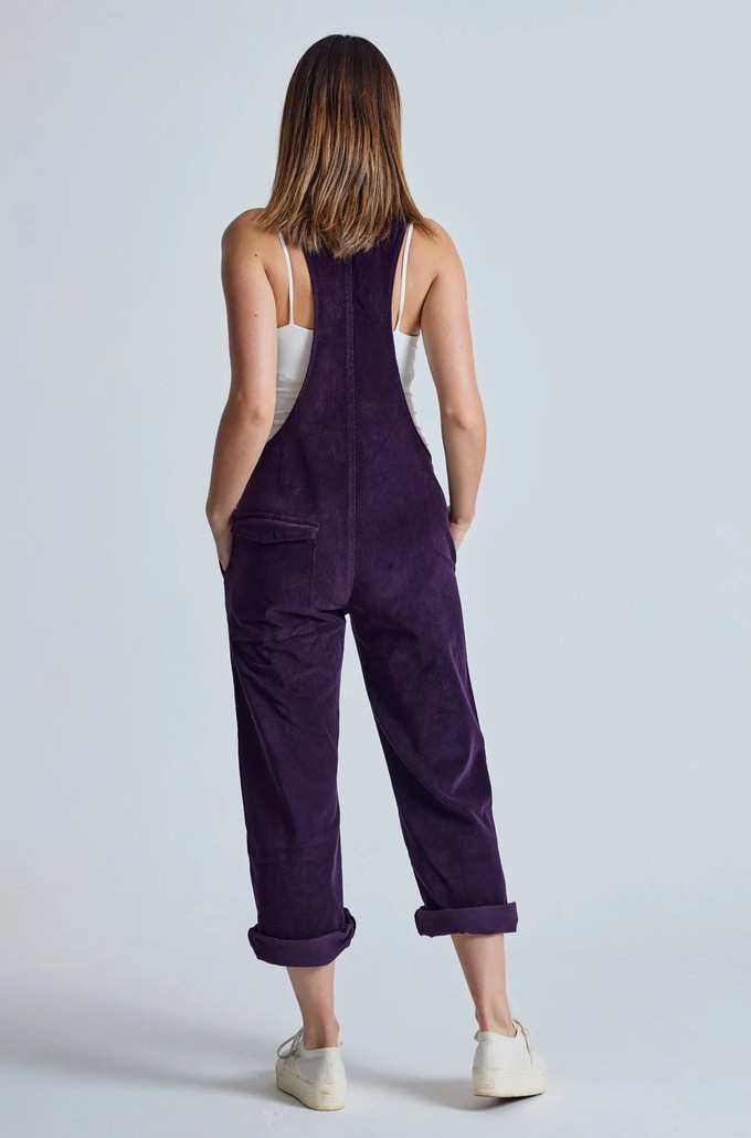 MARY-LOU Aubergine - Organic Cotton Cord Dungarees by Flax & Loom from KOMODO