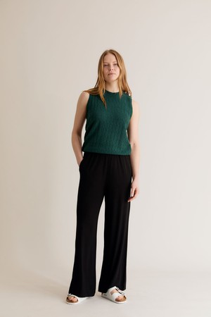 MILA - Organic Cotton Pointelle Knit Vest Dark Green from KOMODO