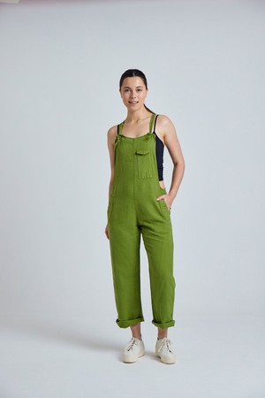 MARY-LOU Green - Organic Cotton Dungaress by Flax & Loom from KOMODO