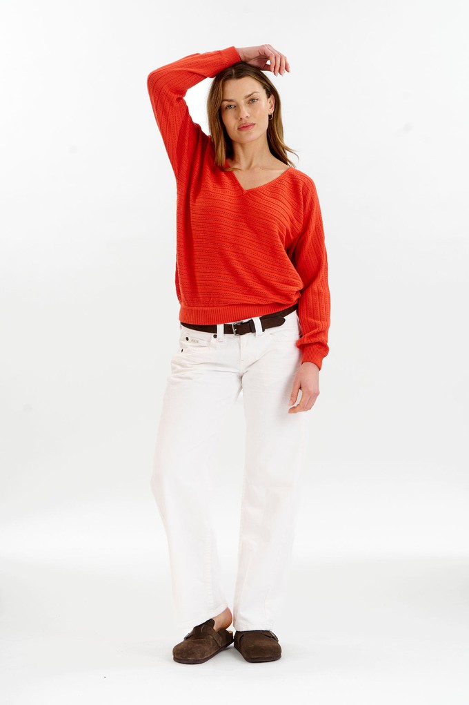 PIA Organic Cotton Pointelle Jumper - Red from KOMODO