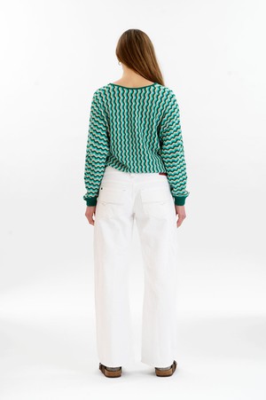 CLOVER Organic Cotton Pointelle Jumper - Green from KOMODO