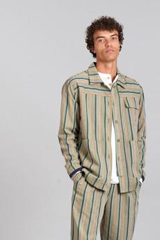 LANDON - Organic Cotton Jacket Green Stripe via KOMODO