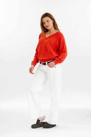PIA Organic Cotton Pointelle Jumper - Red from KOMODO