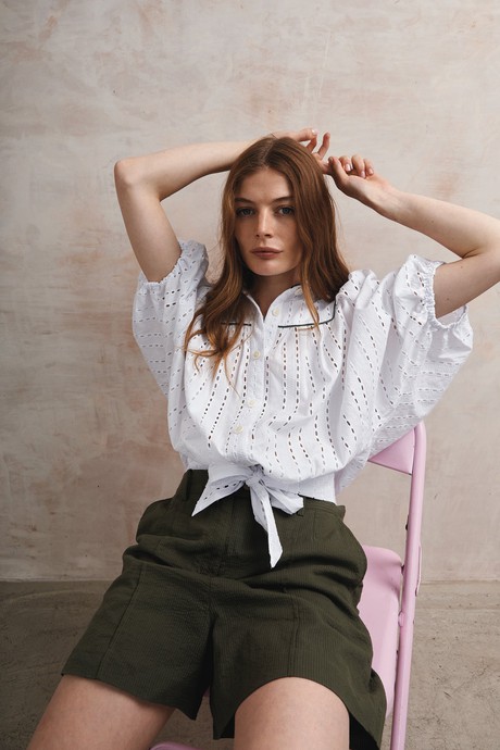 MAGIC - Organic Cotton Broderie Anglaise Blouse - White from KOMODO