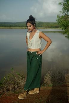 Rewind Cropped Blouse & Rewind Flared Skirt via Lafaani