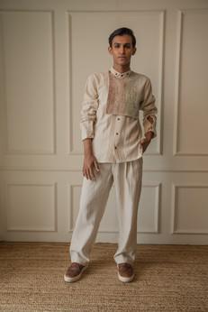 Materiality Pleated Straight Pants via Lafaani