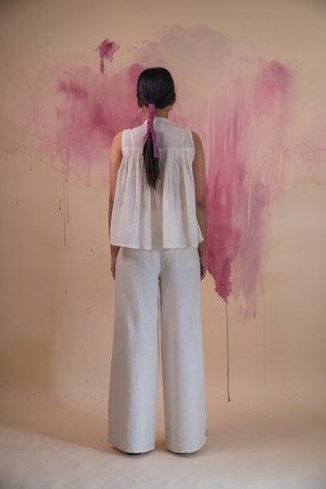 Phosphene Gathered Blouse & Side Slit Pants - Kora from Lafaani