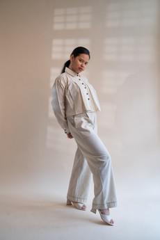 Dawning Pleated Crop Shirt via Lafaani