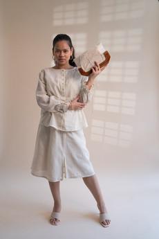 Dawning Peplum Blouse & Flared Skirt Set via Lafaani