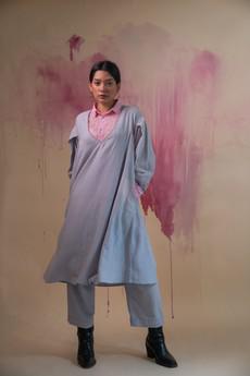Phosphene Layered Dress & Pants Set - Grey via Lafaani