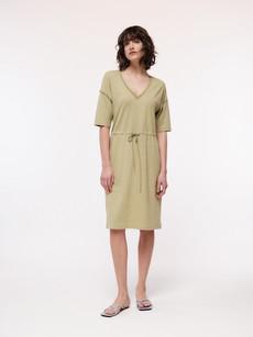 V-neck dress with silk details (OCS) via LANIUS
