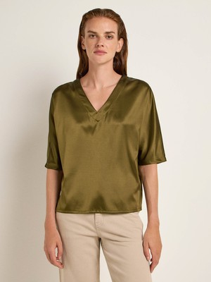 Silk blouse with V-neck from LANIUS