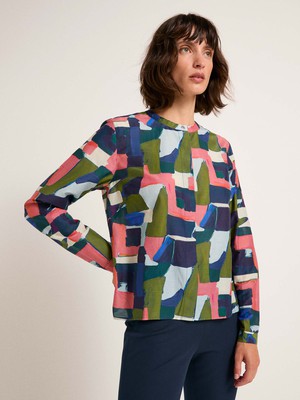 Stand-up collar blouse print art from LANIUS