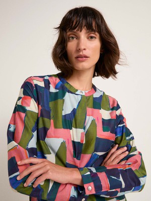Stand-up collar blouse print art from LANIUS