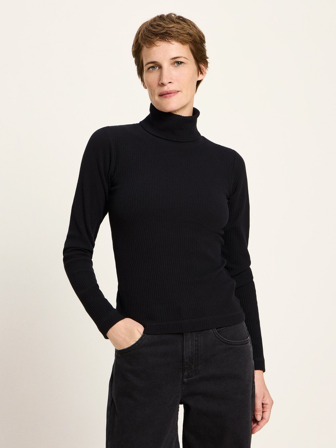 Turtleneck shirt in ribbed look (GOTS) from LANIUS