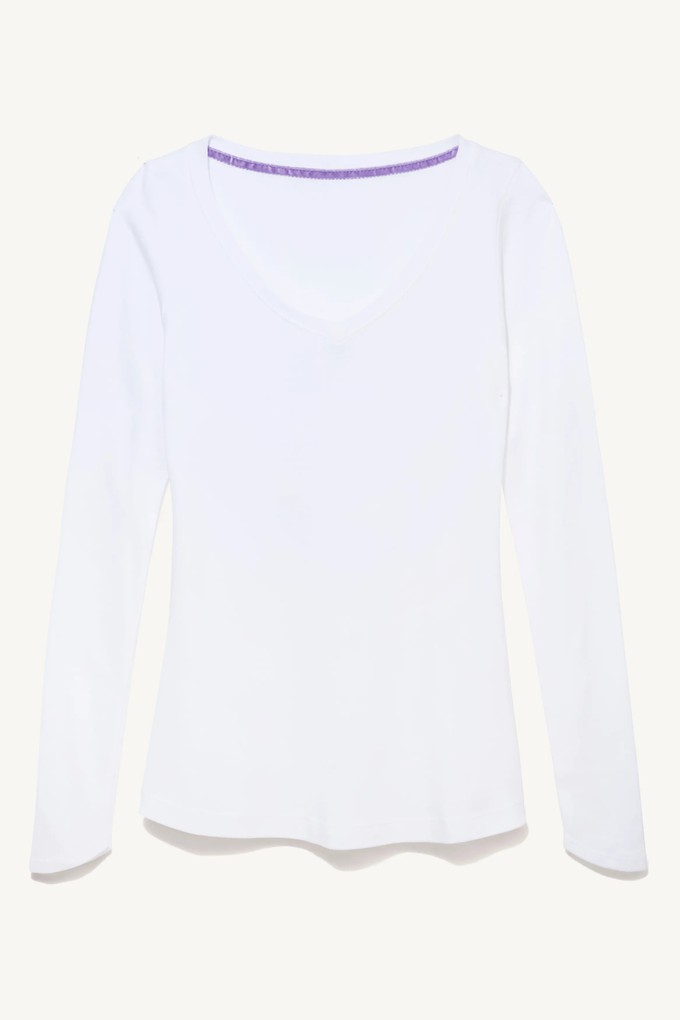Long Sleeve V Neck Cotton Modal Blend T-shirt from Lavender Hill Clothing Long Sleeve V Neck Cotton Modal Blend T-shirt from Lavender Hill Clothing