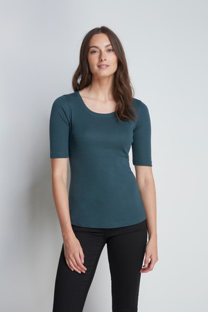 Half Sleeve Scoop Neck Cotton Modal Blend T-Shirt from Lavender Hill Clothing
