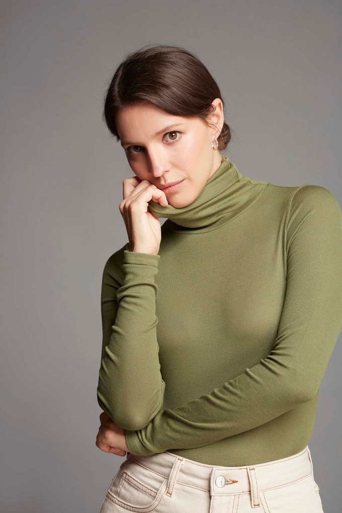 Silk Rib Roll Neck Top from Lavender Hill Clothing