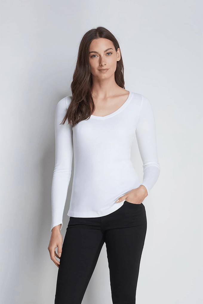 Long Sleeve V Neck Cotton Modal Blend T-shirt from Lavender Hill Clothing Long Sleeve V Neck Cotton Modal Blend T-shirt from Lavender Hill Clothing