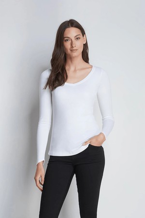 Long Sleeve V Neck Cotton Modal Blend T-shirt from Lavender Hill Clothing Long Sleeve V Neck Cotton Modal Blend T-shirt from Lavender Hill Clothing