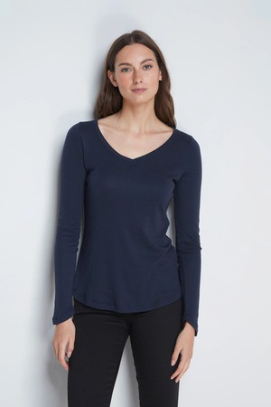 Long Sleeve V Neck Cotton Modal Blend T-shirt from Lavender Hill Clothing Long Sleeve V Neck Cotton Modal Blend T-shirt from Lavender Hill Clothing