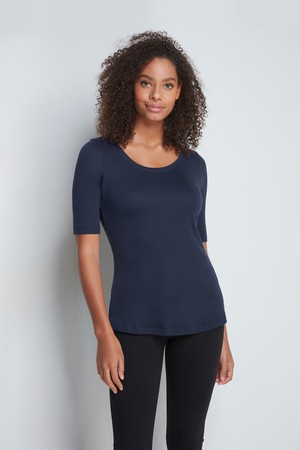 Half Sleeve Scoop Neck Cotton Modal Blend T-Shirt from Lavender Hill Clothing